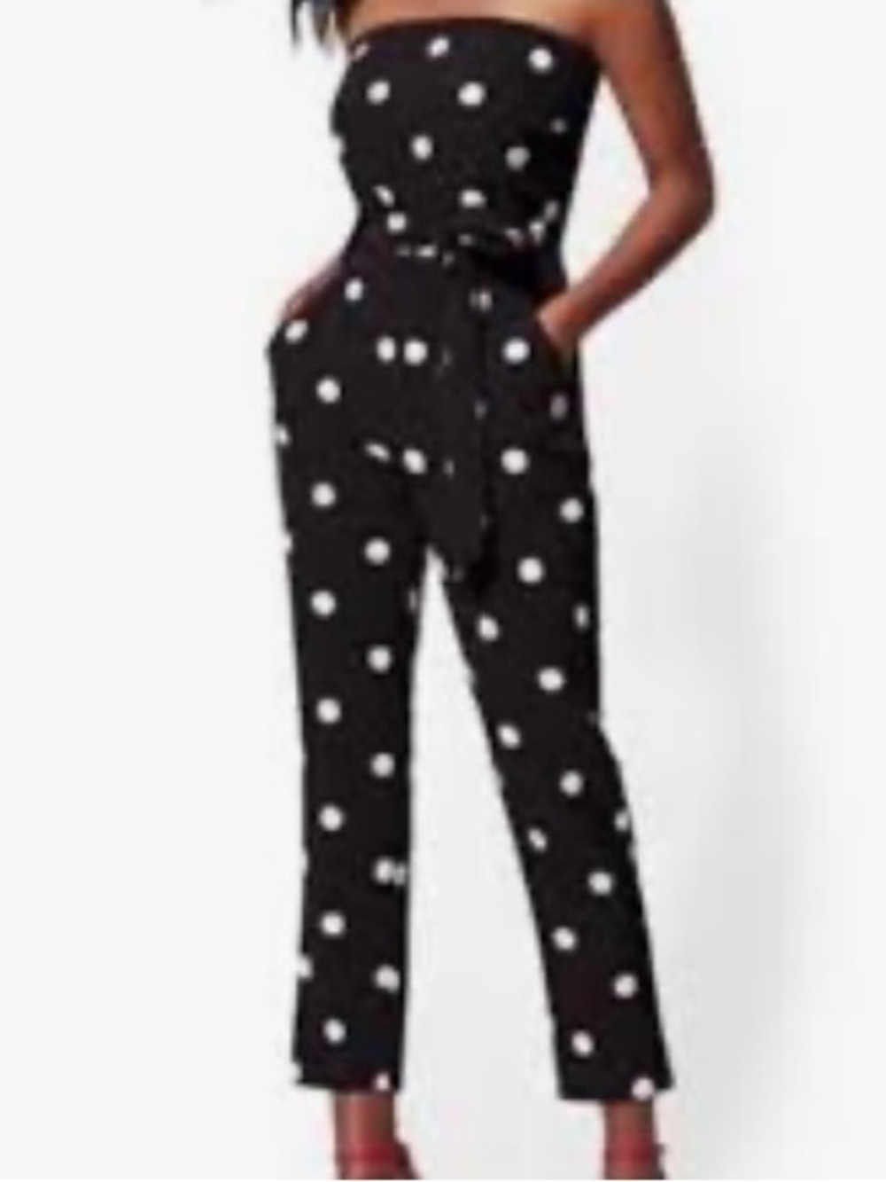 New York & Company Polka Dot Strapless Jumpsuit